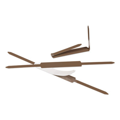 Premium Self-Adhesive Two-Prong Paper Fastener Bases, 2" Capacity, 2.75" Center To Center, Brown, 100/Box