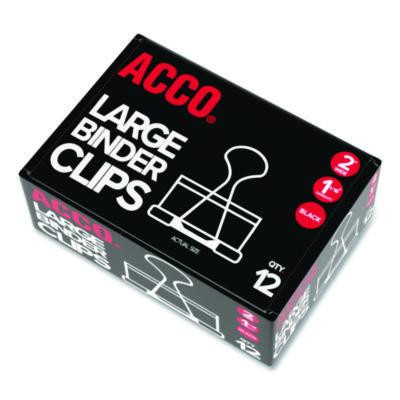 Binder Clips, 1.06" Capacity, Large, Black/Silver, Dozen