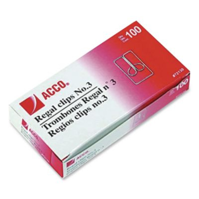 Regal Clips, #3, Smooth, Silver, 100/Box