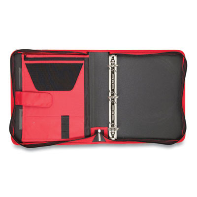Tech Zipper Binder, 3 Rings, 1.5" Capacity, 11 X 8.5, Red/Black Accents