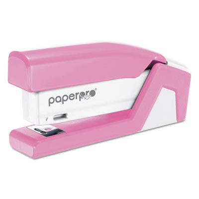 Incourage Spring-Powered Compact Stapler, 20-Sheet Capacity, Pink/Gray
