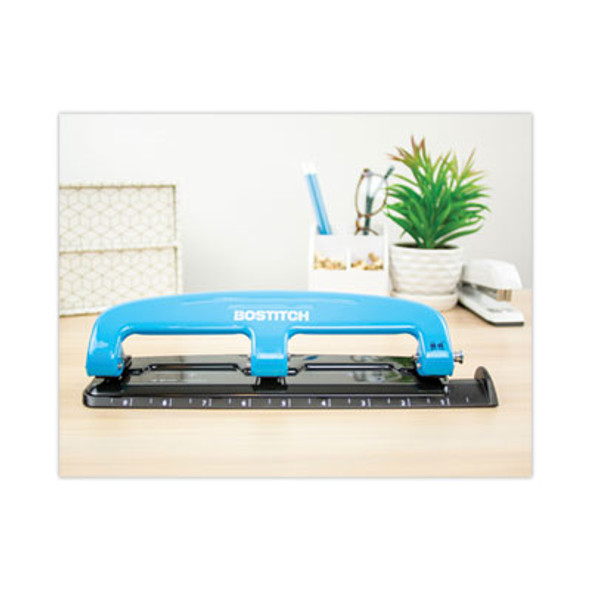 12-Sheet Ez Squeeze Three-Hole Punch, 9/32" Holes, Blue/Black