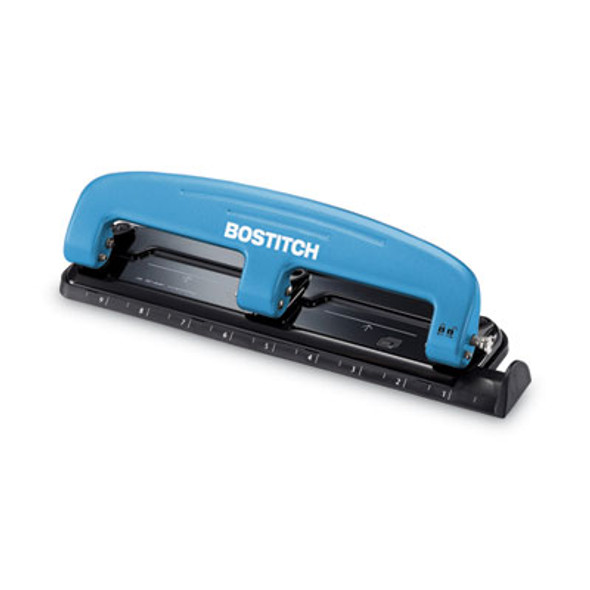 12-Sheet Ez Squeeze Three-Hole Punch, 9/32" Holes, Blue/Black
