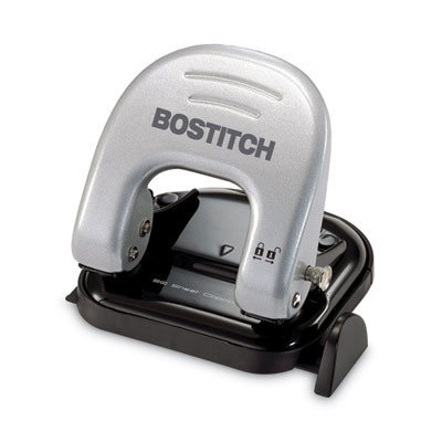 20-Sheet Ez Squeeze Two-Hole Punch, 9/32" Holes, Black/Silver