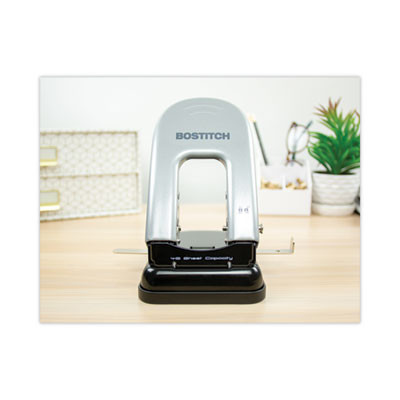 40-Sheet Ez Squeeze Two-Hole Punch, 9/32" Holes, Black/Silver