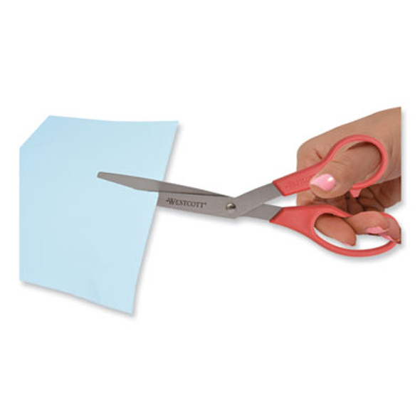 Value Line Stainless Steel Shears, 8" Long, 3.5" Cut Length, Crane-Style Red Handle