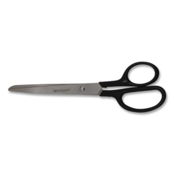 Design Line Straight Stainless Steel Scissors, 8" Long, 3.13" Cut Length, Straight Black Handle