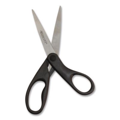Design Line Straight Stainless Steel Scissors, 8" Long, 3.13" Cut Length, Straight Black Handle