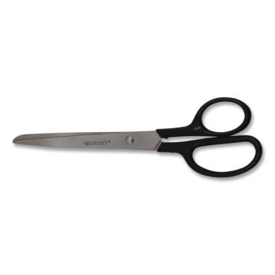 Design Line Straight Stainless Steel Scissors, 8" Long, 3.13" Cut Length, Straight Black Handle