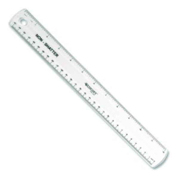 Non-Shatter Flexible Ruler, Standard/Metric, 12" Long, Plastic, Clear