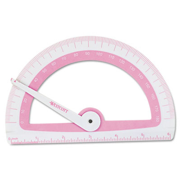 Soft Touch School Protractor With Antimicrobial Product Protection, Plastic, 6" Ruler Edge, Assorted Colors
