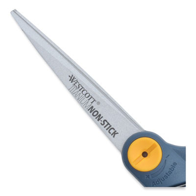 Non-Stick Titanium Bonded Scissors, 8" Long, 3.25" Cut Length, Crane-Style Gray/Yellow Handle
