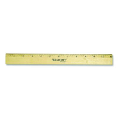 Beveled Wood Ruler, Standard, 12" Long, Natural Hardwood, 12/Pack