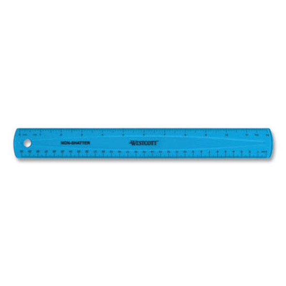 Non-Shatter Flexible Ruler, Standard/Metric, 12" (30 Cm) Long, Plastic, Assorted Translucent Colors, 12/Box