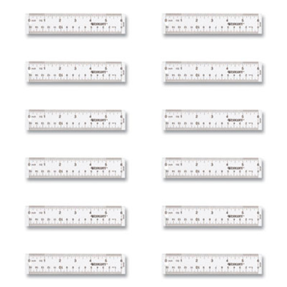 Clear Flexible Acrylic Ruler, Standard/Metric, 6" (15 Cm) Long, Clear, 12/Box