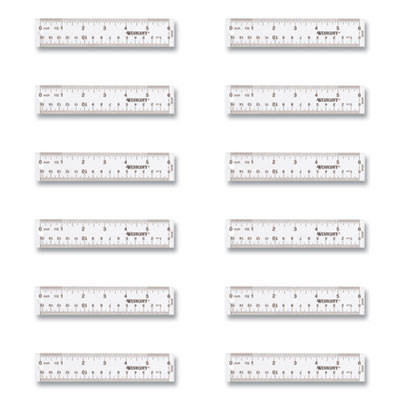 Clear Flexible Acrylic Ruler, Standard/Metric, 6" (15 Cm) Long, Clear, 12/Box