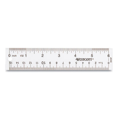 Clear Flexible Acrylic Ruler, Standard/Metric, 6" (15 Cm) Long, Clear, 12/Box
