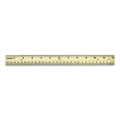 Three-Hole Punched Wood Ruler, Standard/Metric, 12" (30 Cm) Long, Natural Wood, 36/Box