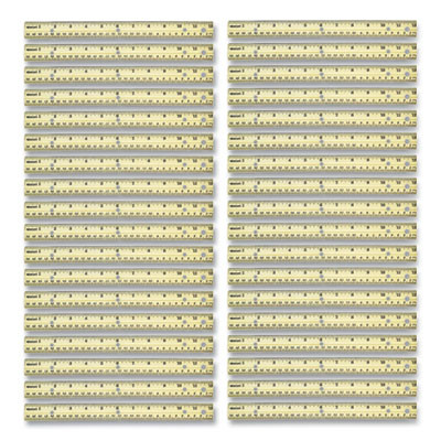 Three-Hole Punched Wood Ruler, Standard/Metric, 12" (30 Cm) Long, Natural Wood, 36/Box