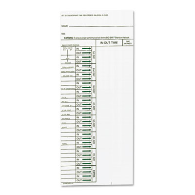 Time Clock Cards For Acroprint Att310, One Side, 4 X 10, 200/Pack