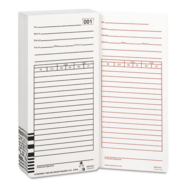 Time Clock Cards For Acroprint Es1000, Two Sides, 3.5 X 7, 100/Pack