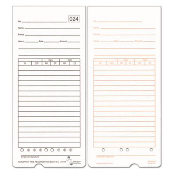 Time Clock Cards For Acroprint Atr480, Two Sides, 7.5 X 3.35, 50/Pack