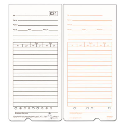 Time Clock Cards For Acroprint Atr480, Two Sides, 7.5 X 3.35, 50/Pack