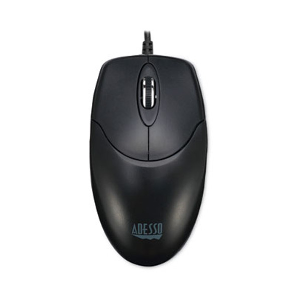Three-Button Desktop Optical Scroll Usb Mouse, Usb 2.0, Left/Right Hand Use, Black