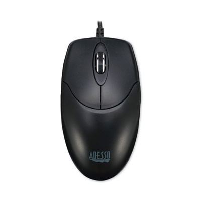 Three-Button Desktop Optical Scroll Usb Mouse, Usb 2.0, Left/Right Hand Use, Black