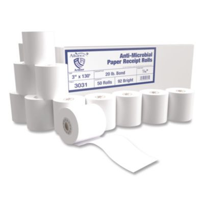 Armor Antimicrobial Receipt Roll Paper, 3" X 130 Ft, White, 50/Carton