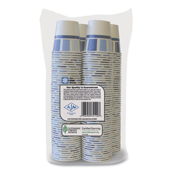 Heavy Duty Cold Cups, 3 Oz, Paper, Modernware Design, 2,400/Carton