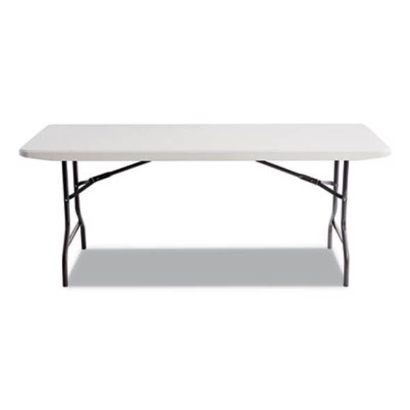Resin Rectangular Folding Table, Square Edge, 72w X 30d X 29h, Platinum