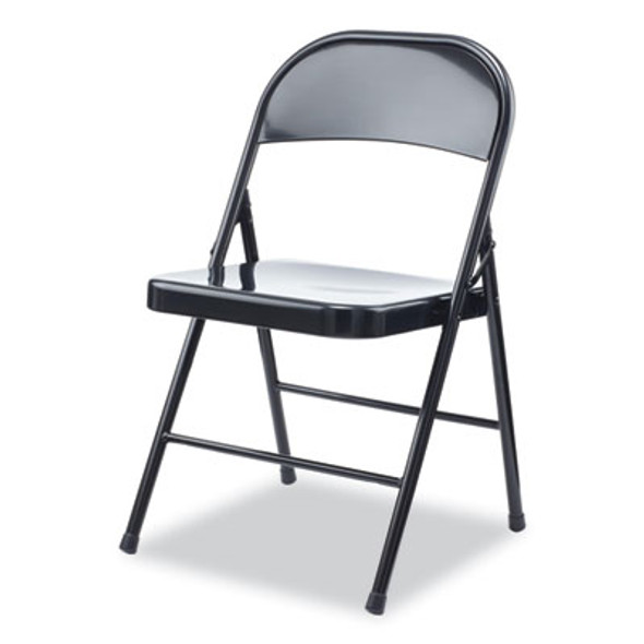 Armless Steel Folding Chair, Supports Up To 275 Lb, Black Seat, Black Back, Black Base, 4/Carton