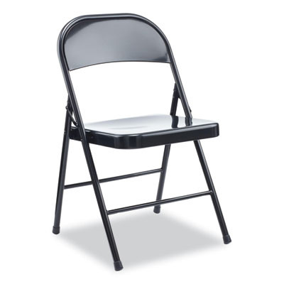 Armless Steel Folding Chair, Supports Up To 275 Lb, Black Seat, Black Back, Black Base, 4/Carton