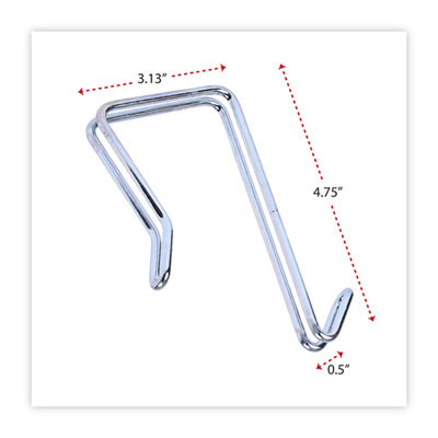Single Sided Partition Garment Hook, Steel, 0.5 x 3.13 x 4.75, Over-The-Door/Over-The-Panel Mount, Silver, 2/Pack