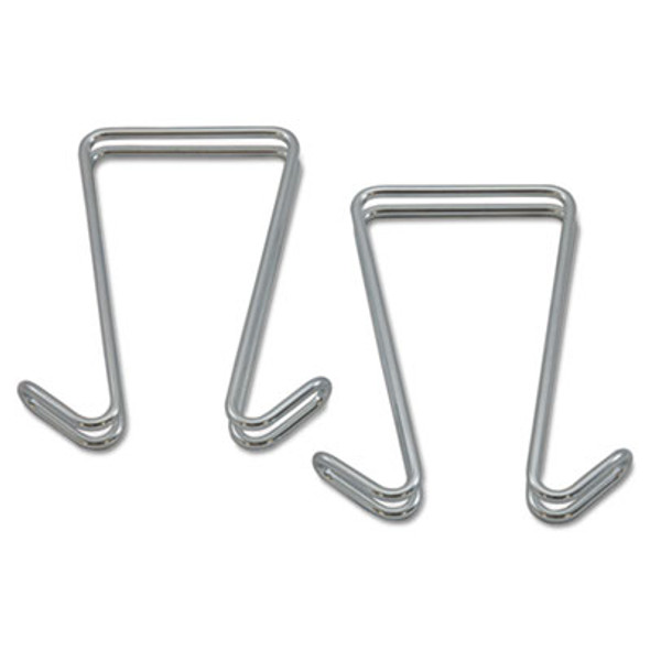 Double Sided Partition Garment Hook, Steel, 0.5 x 3.38 x 4.75, Over-The-Door/Over-The-Panel Mount, Silver, 2/Pack