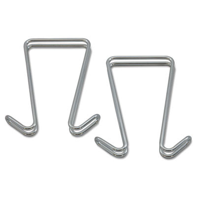 Double Sided Partition Garment Hook, Steel, 0.5 x 3.38 x 4.75, Over-The-Door/Over-The-Panel Mount, Silver, 2/Pack