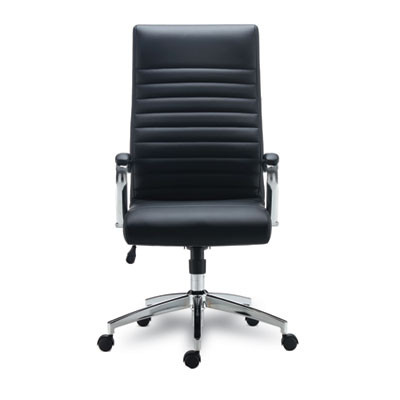Alera Eddleston Leather Manager Chair, Supports Up To 275 Lb, Black Seat/Back, Chrome Base