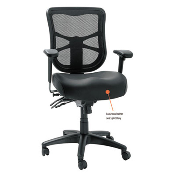 Alera Elusion Series Mesh Mid-Back Multifunction Chair, Supports Up To 275 Lb, 17.7" To 21.4" Seat Height, Black