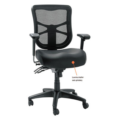 Alera Elusion Series Mesh Mid-Back Multifunction Chair, Supports Up To 275 Lb, 17.7" To 21.4" Seat Height, Black