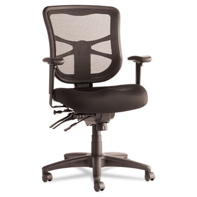 Alera Elusion Series Mesh Mid-Back Multifunction Chair, Prem Fabric, Supports Up To 275 Lb, 17.7" To 21.4" Seat Height, Black