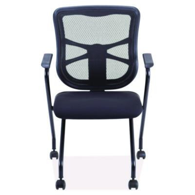 Alera Elusion Mesh Nesting Chairs With Padded Arms, Supports Up To 275 Lb, 18.11" Seat Height, Black, 2/Carton