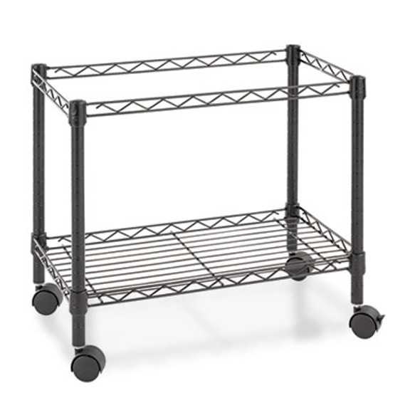 One-Tier File Cart For Side-To-Side Filing, Metal, 1 Shelf, 1 Bin, 24" x 14" x 21", Black