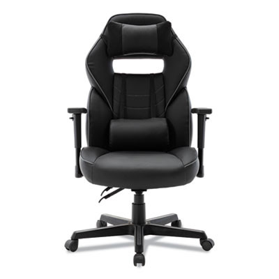 Racing Style Ergonomic Gaming Chair, Supports 275 Lb, 15.91" To 19.8" Seat Height, Black/Gray Trim Seat/Back, Black/Gray Base