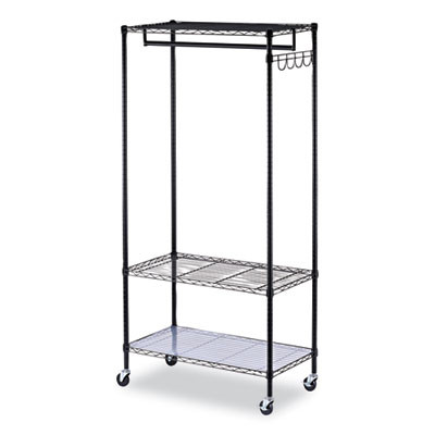 Wire Shelving Garment Rack, 30 Garments, 36w X 18d X 75h, Black