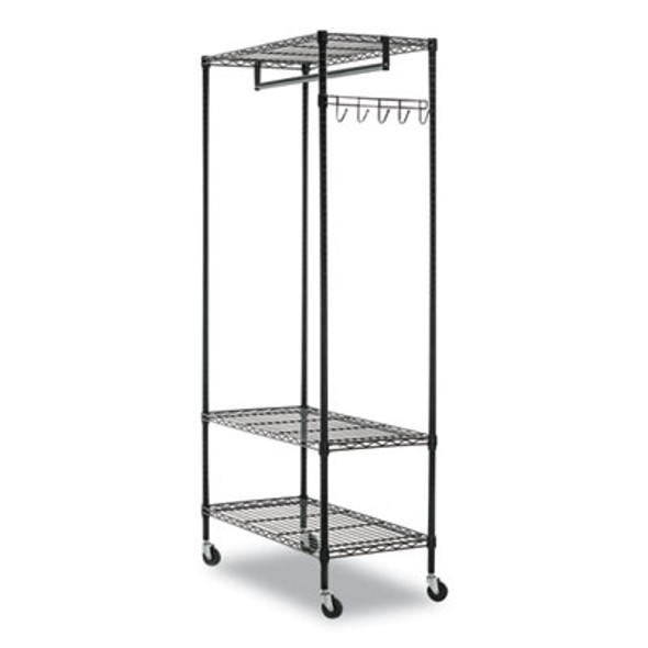 Wire Shelving Garment Rack, 40 Garments, 48w X 18d X 75h, Black