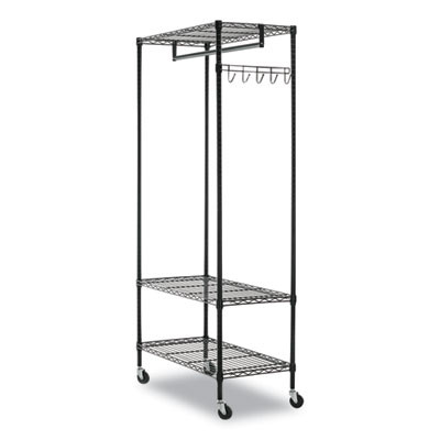 Wire Shelving Garment Rack, 40 Garments, 48w X 18d X 75h, Black