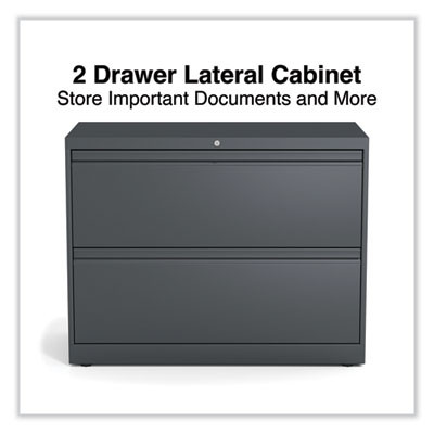 Lateral File, 2 Legal/Letter/A4/A5-Size File Drawers, Charcoal, 36" x 18.63" x 28"