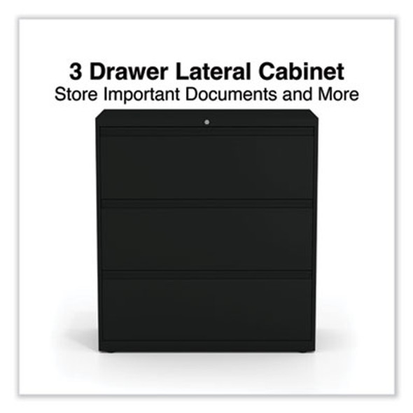 Lateral File, 3 Legal/Letter/A4/A5-Size File Drawers, Black, 36" x 18.63" x 40.25"