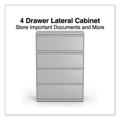 Lateral File, 4 Legal/Letter-Size File Drawers, Light Gray, 36" x 18.63" x 52.5"